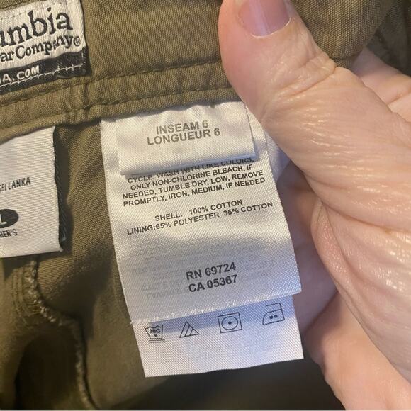 Columbia Men's Olive Green atsa II walk Shorts 6 inch inseam large trail NWT - Picture 7 of 7